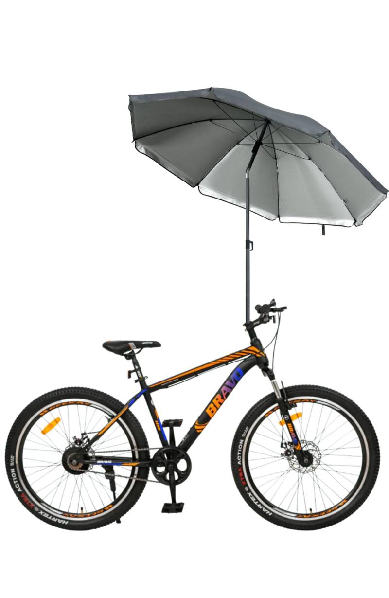 4smile Fahrrad Sonnenschirm rund, Anthrazit - UPF 50+ Sonnenschutz Regenschirm & Sonnenschirm fürs Fahrrad, wetterfestes Fahrradzubehör für Outdoor-Radtouren von 4smile