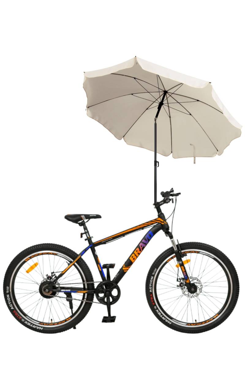 4smile Fahrrad Sonnenschirm rund, Beige - UPF 50+ Sonnenschutz Regenschirm & Sonnenschirm fürs Fahrrad, wetterfestes Fahrradzubehör für Outdoor-Radtouren von 4smile