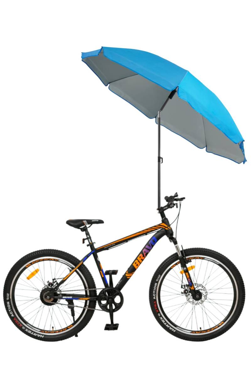 4smile Fahrrad Sonnenschirm rund, Blau - UPF 50+ Sonnenschutz Regenschirm & Sonnenschirm fürs Fahrrad, wetterfestes Fahrradzubehör für Outdoor-Radtouren von 4smile