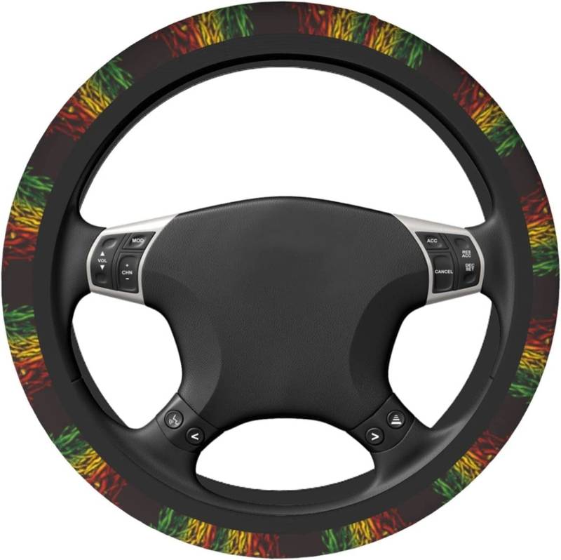 Lenkradhülle Reggae Rasta Lion Landschaft ,Universal 15 Inch/38Cm Steering Wheel Cover Premium Auto Lenkradabdeckung Bequem Lenkradschutz Für Autozubehör Innenraum Mädchen Herren von 600