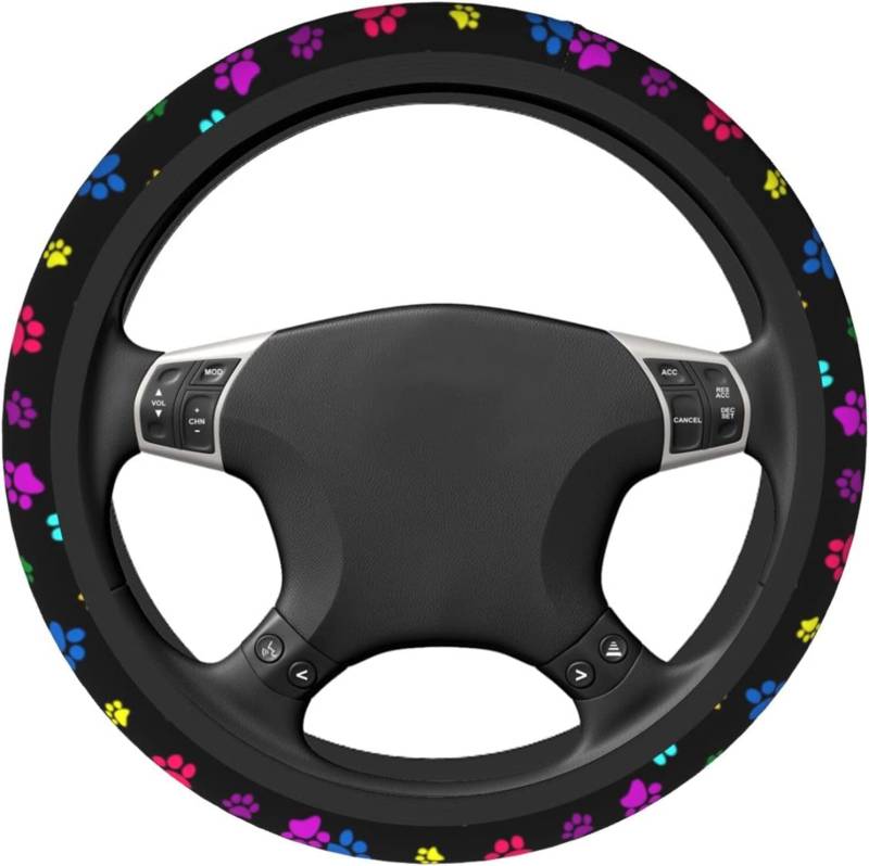 Lenkradschutz Bunte Pfote ,Universal 15 Inch/38Cm Lenkradhüllen Bequem Lenkrad Abdeckung Atmungsaktiv Lenkradbezug Für Frauen Autozubehör Innenraum Herren von Homry