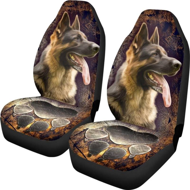 702 2 Stücke Schonbezüge Autoauflage Schäferhund Deutsche Pfote Auto Sitzbezüge Passform Innenraum Sitzschoner Universell Passende Auto-Zubehör 52X138Cm Für Anhänger, Wagen, Wohnmobil von 702