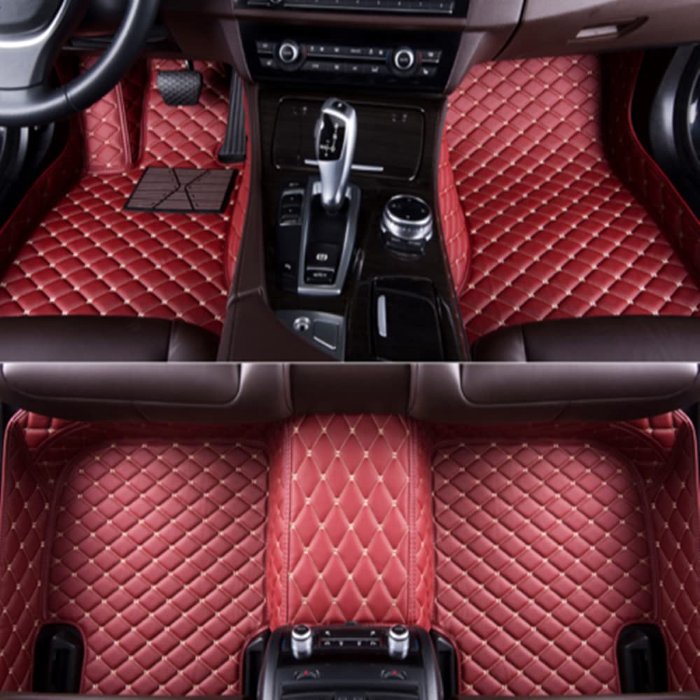 77YLMT77 Nach Maß Auto FußMatten,Kompatibel mit Mercedes-Benz A,B,C,E,S,R,M,V-Classe,AMG,G,GL,GLA,GLB,GLC,GLE,GLK,GLS,CLA,CLE,CLK,CLS,SLK,SL,SLC,EQA,EQB,EQC,EQE,EQS (Rotwein) von 77YLMT77