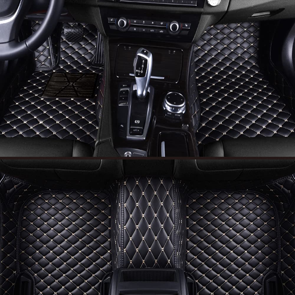 77YLMT77 Nach Maß Auto FußMatten,Kompatibel mit Mercedes-Benz A,B,C,E,S,R,M,V-Classe,AMG,G,GL,GLA,GLB,GLC,GLE,GLK,GLS,CLA,CLE,CLK,CLS,SLK,SL,SLC,EQA,EQB,EQC,EQE,EQS (Schwarz Beige) von 77YLMT77