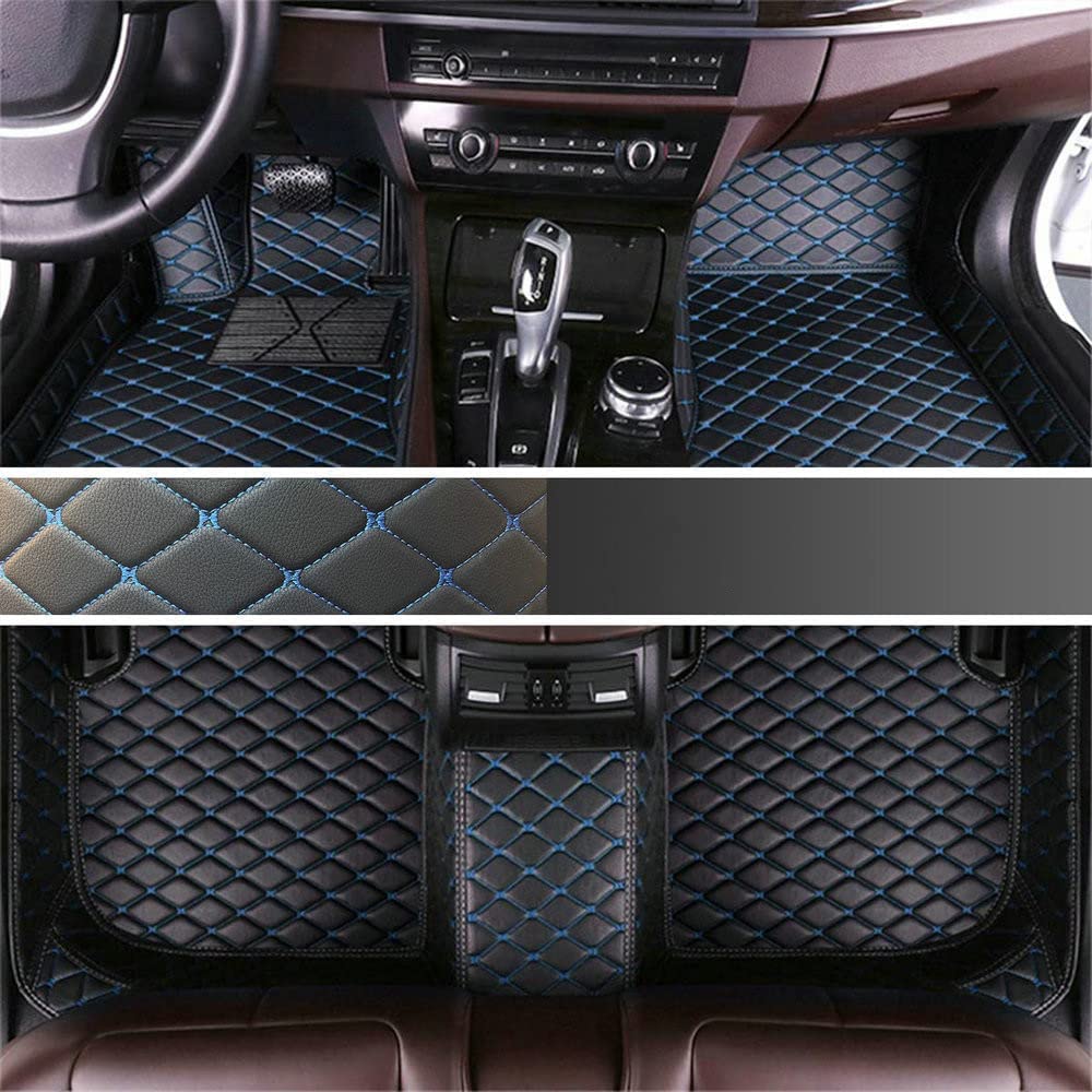 77YLMT77 Nach Maß Auto FußMatten,Kompatibel mit Mercedes-Benz A,B,C,E,S,R,M,V-Classe,AMG,G,GL,GLA,GLB,GLC,GLE,GLK,GLS,CLA,CLE,CLK,CLS,SLK,SL,SLC,EQA,EQB,EQC,EQE,EQS (Schwarz Blau) von 77YLMT77