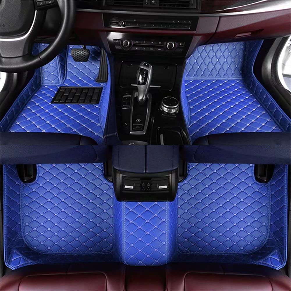 77YLMT77 Nach Maß Auto FußMatten für Skoda Fabia,Kamiq,Karoq,Kodiaq,Octavai,Rapid,Superb,Yeti,Citigo,Enyaq,Roomster,Scala,PU-Leder Allwetter wasserdichte rutschfeste (Blau) von 77YLMT77