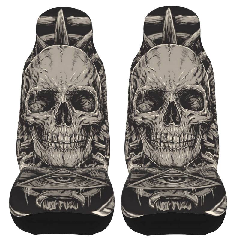 2 Stücke Auto Sitzbezug Death Skull Goat Heavy Metal Dark Sitzbezüge Set Universal Universelle Innenraum Sitzschoner Für Wohnmobil, Die Meisten Autos, Fahrzeuge, 52X138Cm von 803