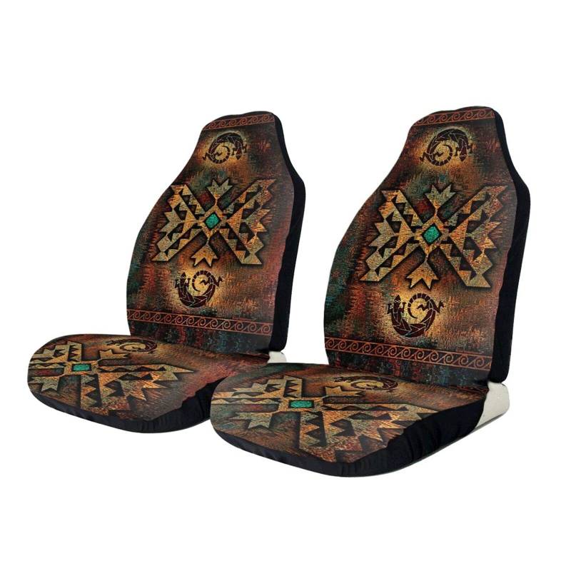 2 Stücke Auto-Zubehör Gecko Der Navajo-Indianer Auto-Zubehör Sportliche Autositzbezüge Vordersitze Für Lastwagen, Autos, Wohnmobil, 52X138Cm von 803