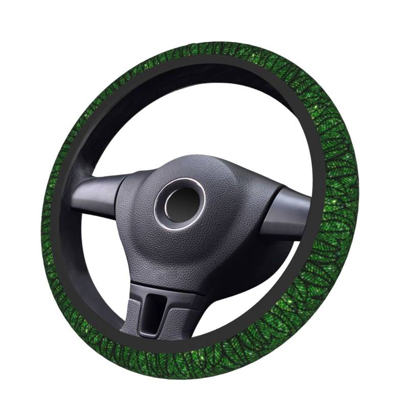 Lenkradschoner 15In/38Cm Glitzernde Grüne Blätter Premium Lenkradschutz Geruch Frei Steering Wheel Cover Für Auto Herren Accessoires von 874