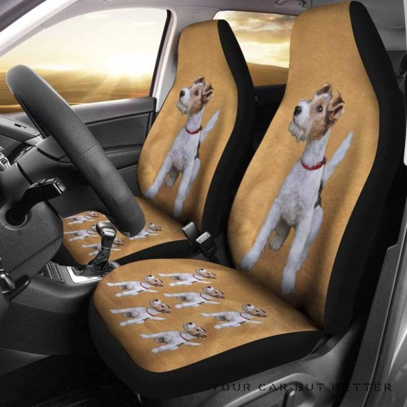 Auto Sitzbezug Draht-Foxterrier-Hundehintergrund, Geschenk Für Draht-Foxterrier-Liebhaber, Draht-Foxterrier, Draht-Foxterrier-Drucke Auto Schalensitzschoner Dekorative Waschbar 52x138 cm von 917