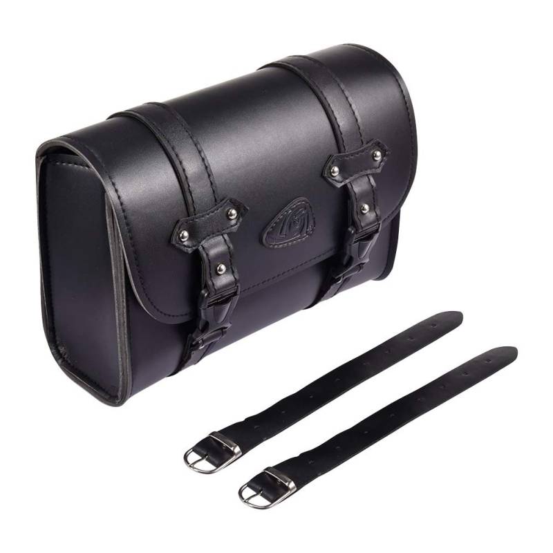 A/A Motorrad-Satteltasche aus Leder, abnehmbare wasserdichte schwarze Universal-Motorrad-Seitentaschen mit 2 montierten Gurten von A/A