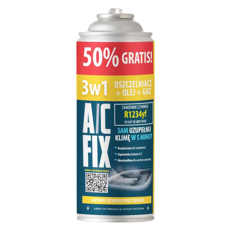 A/C FIX 3in1 R1234yf kältemittel Ersatzgas - Kühlmittel Klima Auto - Gasflasche 2x235 g Auto Klimaanlage Nachfüllset - Wohnmobil - Klimaanlage Schlauch - Manometer Klimaanlage - ECO von A/C FIX
