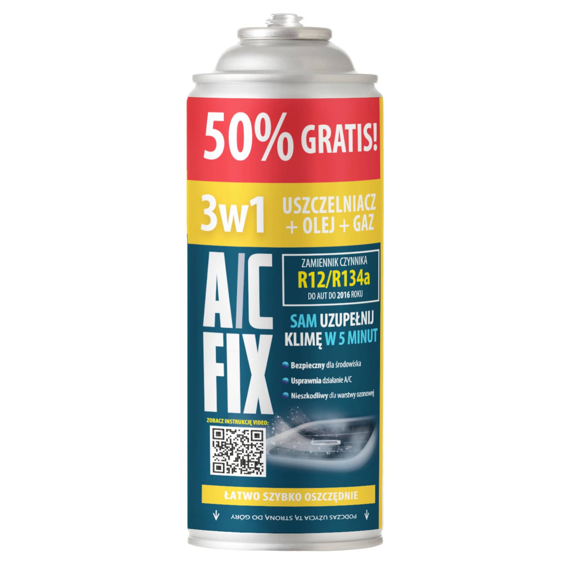 A/C FIX 3in1 R134a Kältemittel Ersatzgas - Kühlmittel Klima Auto mit Klima Dichtmittel und Öl - Gasflasche 1x235 g - Auto Klimaanlage Nachfüllset - Klimaanlage Wohnmobil - ECO A/C FIX 3in1 R134a Kältemittel Ersatzgas - Kühlmittel Klima Auto mit Klima Dichtmittel und Öl - Gasflasche 1x235 g - Auto Klimaanlage Nachfüllset - Klimaanlage Wohnmobil - ECO von A/C FIX