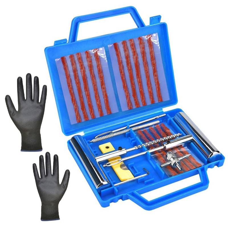A/N Yolistar 24 TLG Flickzeug Profi Reifenreparatur Set, Reifen Flickzeug,LKW - Motorrad - Traktor - Auto I Reifen-Flick-Set I PKW Pannenset Vulkanisier Streifen Motorrad von PGONA