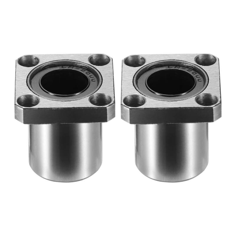A ABSOPRO 2 Stück LMK20UU Vierkant Flansch Linear Kugellager Silber Ton von A ABSOPRO