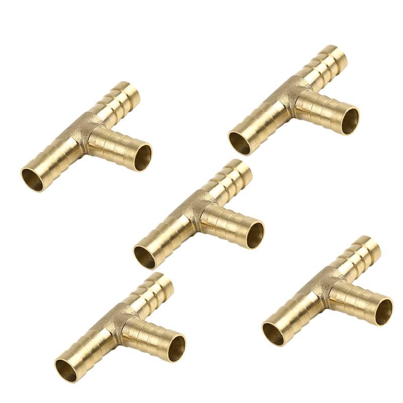 A ABSOPRO 5 Stück Messing Schlauch Fitting 10mm 3 Wege Tee Joiner Adapter von A ABSOPRO