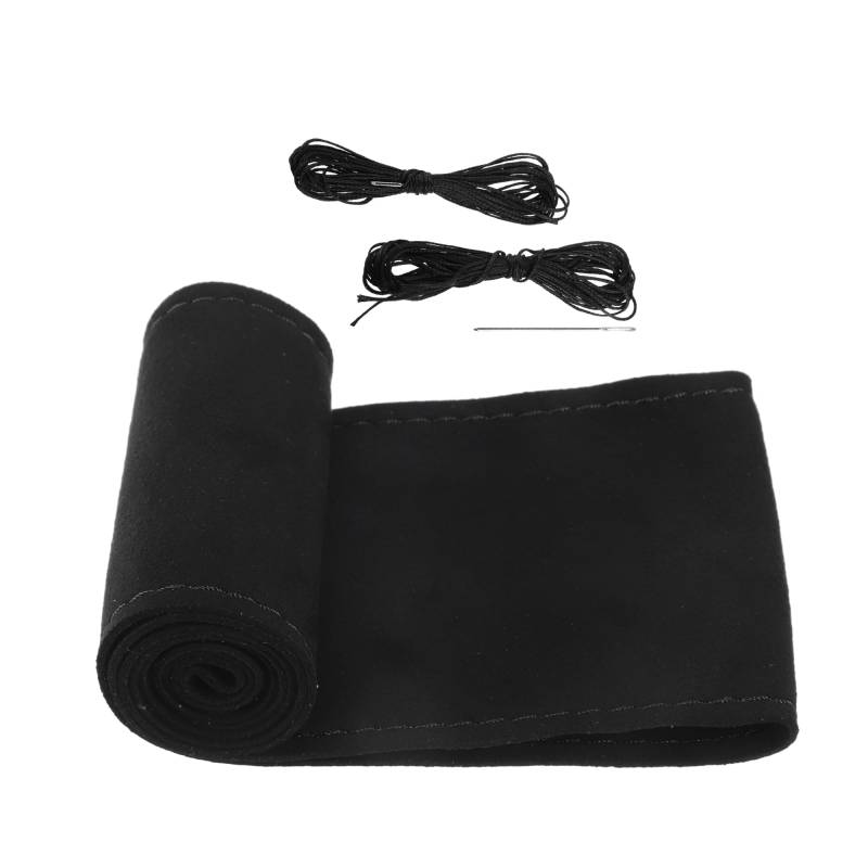 A ABSOPRO Auto Handgenähtes DIY Lenkradbezug 38cm Wildleder Schwarz Nähte von A ABSOPRO