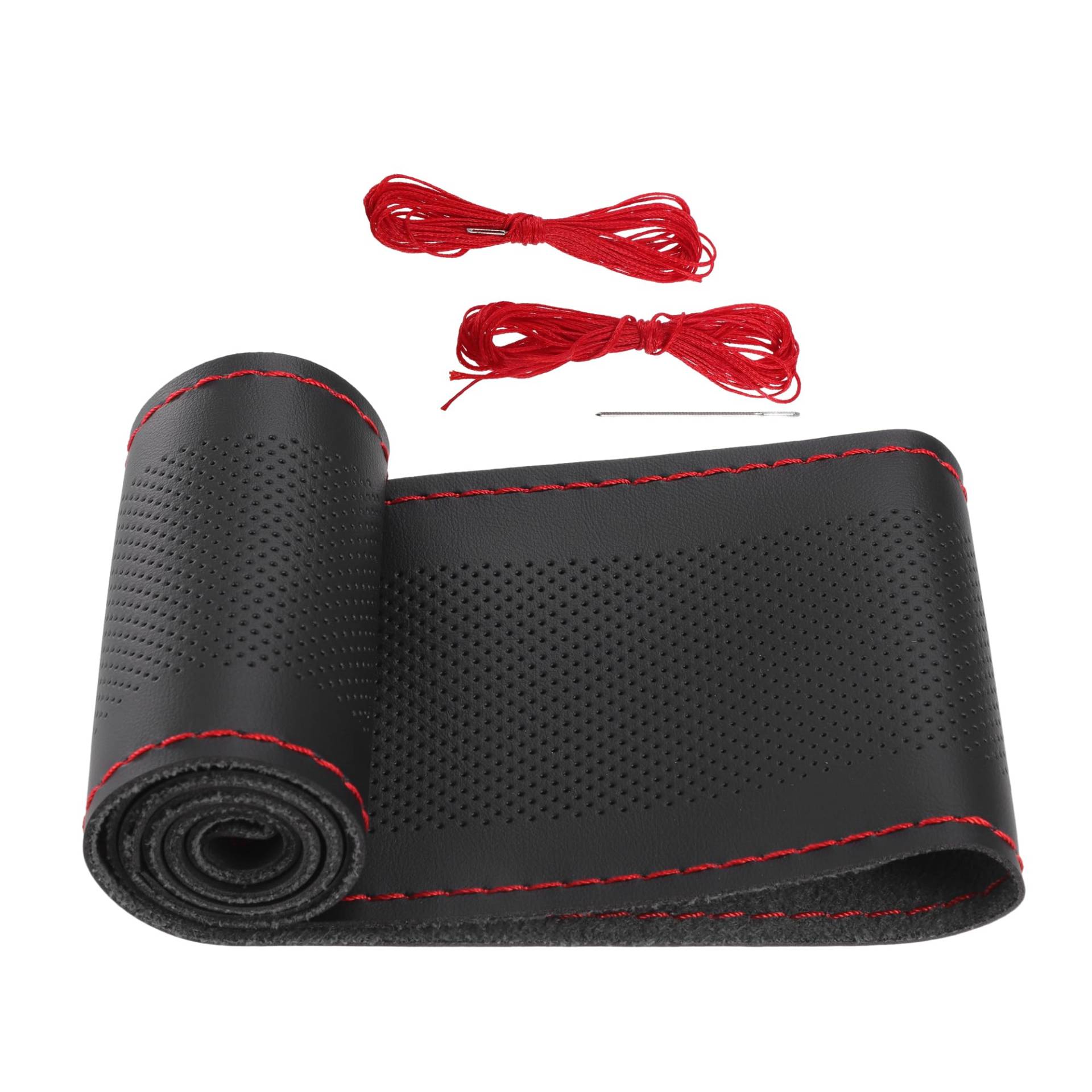 A ABSOPRO Auto Handgenähtes Lenkradbezug 38cm Mikrofaserleder Schwarz Rot A ABSOPRO Auto Handgenähtes Lenkradbezug 38cm Mikrofaserleder Schwarz Rot von A ABSOPRO