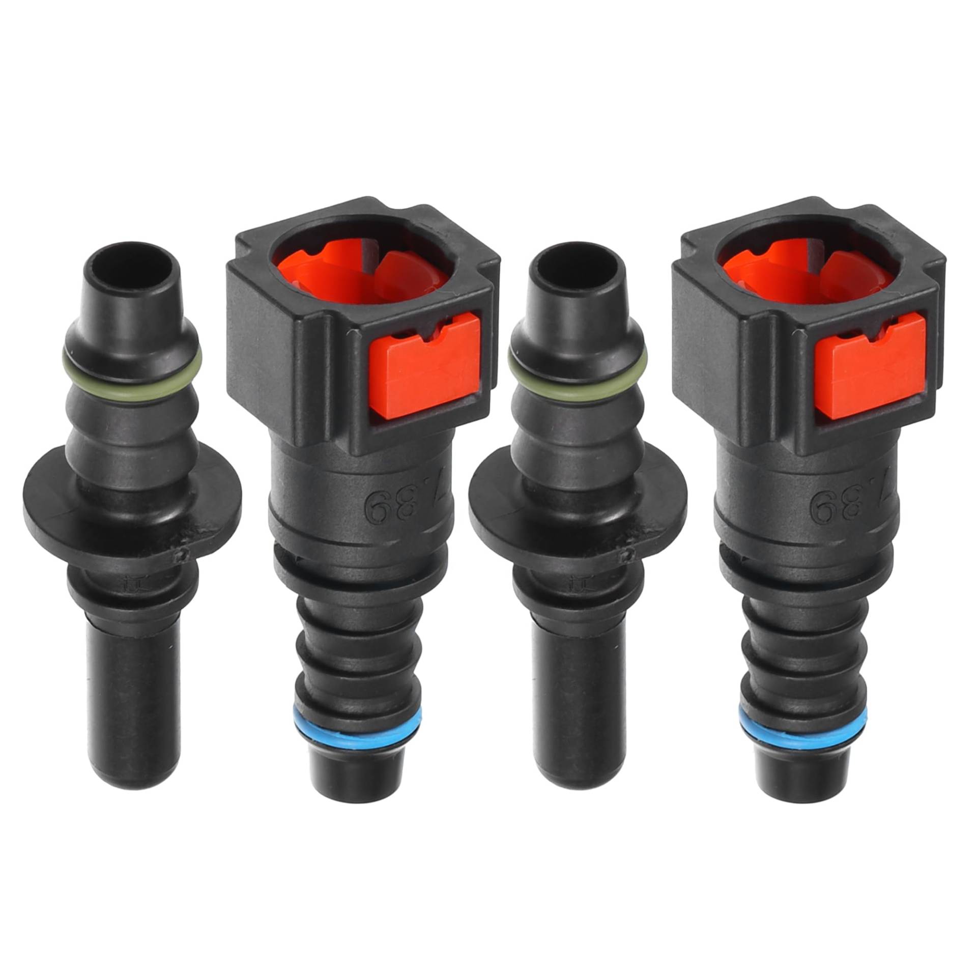 A ABSOPRO Auto Kraftstoffleitungs-Schnellverschluss-Set gerade 5/16" 7,89mm SAE auf 5/16" 8mm Schlauchtrennung Kunststoff Rot (Set aus 2). von A ABSOPRO