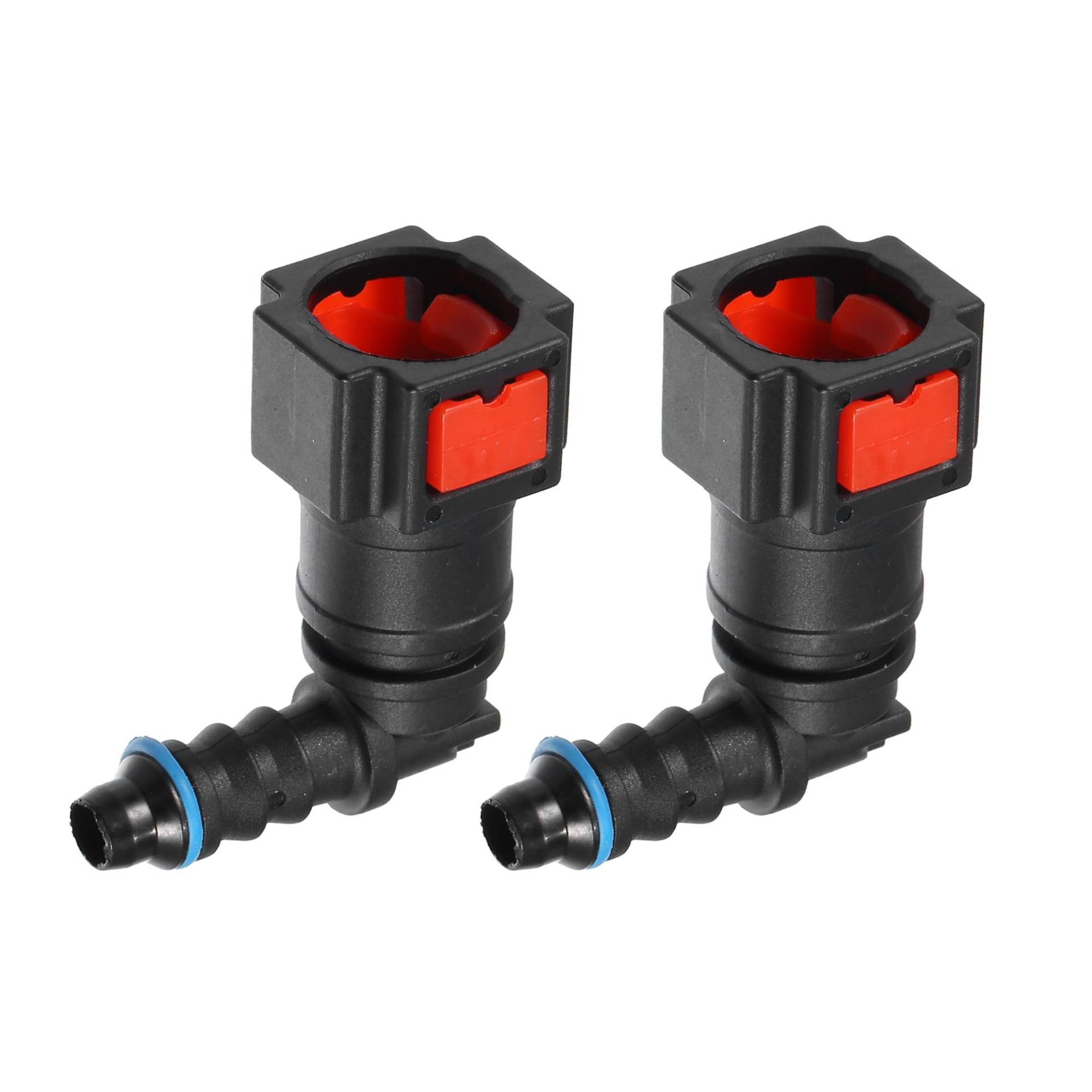 A ABSOPRO Auto Kraftstoffleitungs-Schnellverschluss-Verbinder 90 Grad 5/16" 7,89mm SAE auf 1/4" 6mm Schlauchtrennung Kunststoff Rot (Set von 2). von A ABSOPRO