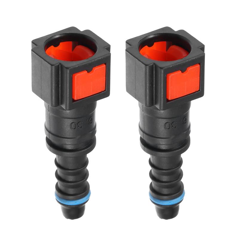 A ABSOPRO Auto Schnellverschluss für Kraftstoffleitungen Gerade 1/4" 6,3mm SAE auf 1/4" 6mm Schnellkupplung Kunststoff Rot (Set von 2). von A ABSOPRO