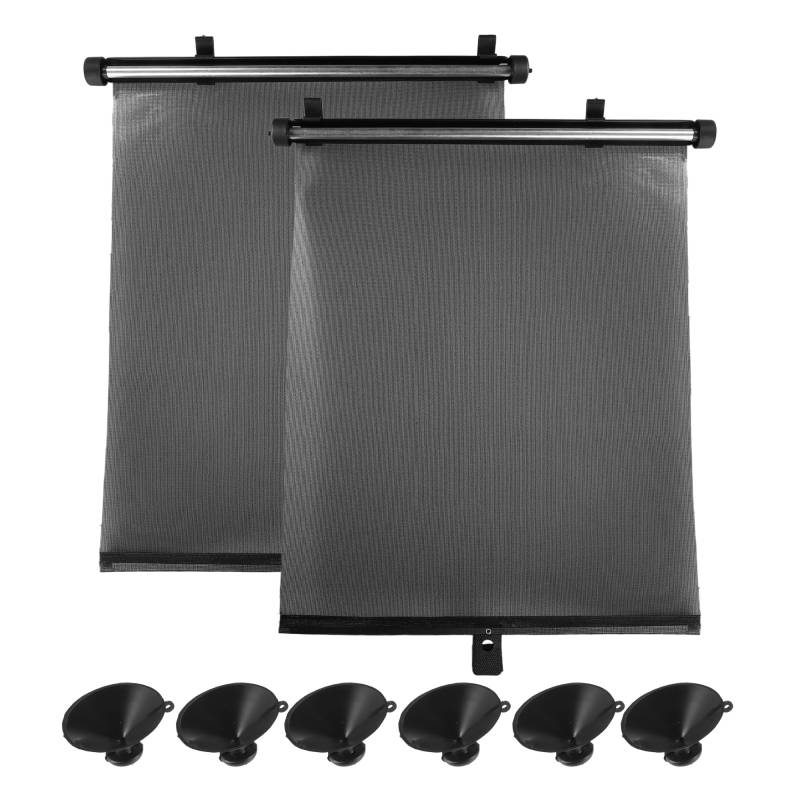 A ABSOPRO Auto Sonnenschutz Autofenster Universal Sonnenblende 19.3x15.8 Zoll PU Mesh Tuch Kunststoff Metall Schwarz von A ABSOPRO