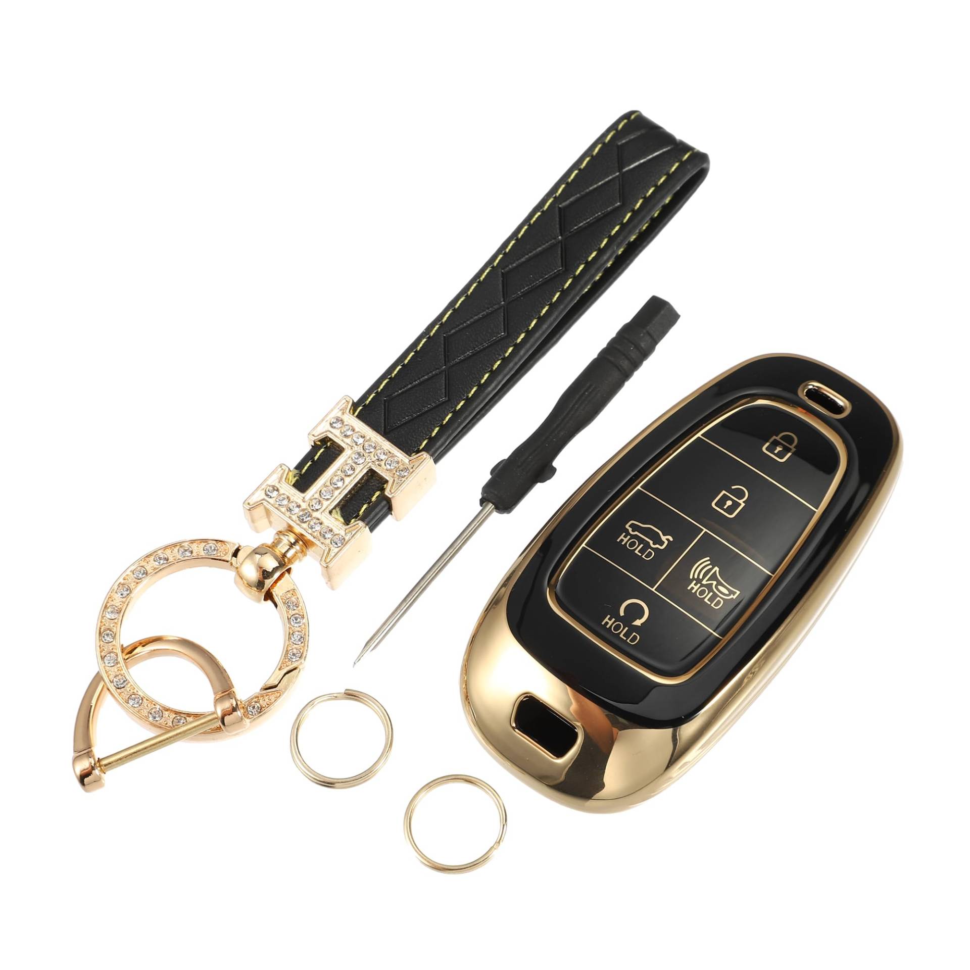 A ABSOPRO Fernbedienung Schlüsselanhänger Abdeckung Kit für Sonata Tucson, 5 Tasten Schwarz von A ABSOPRO