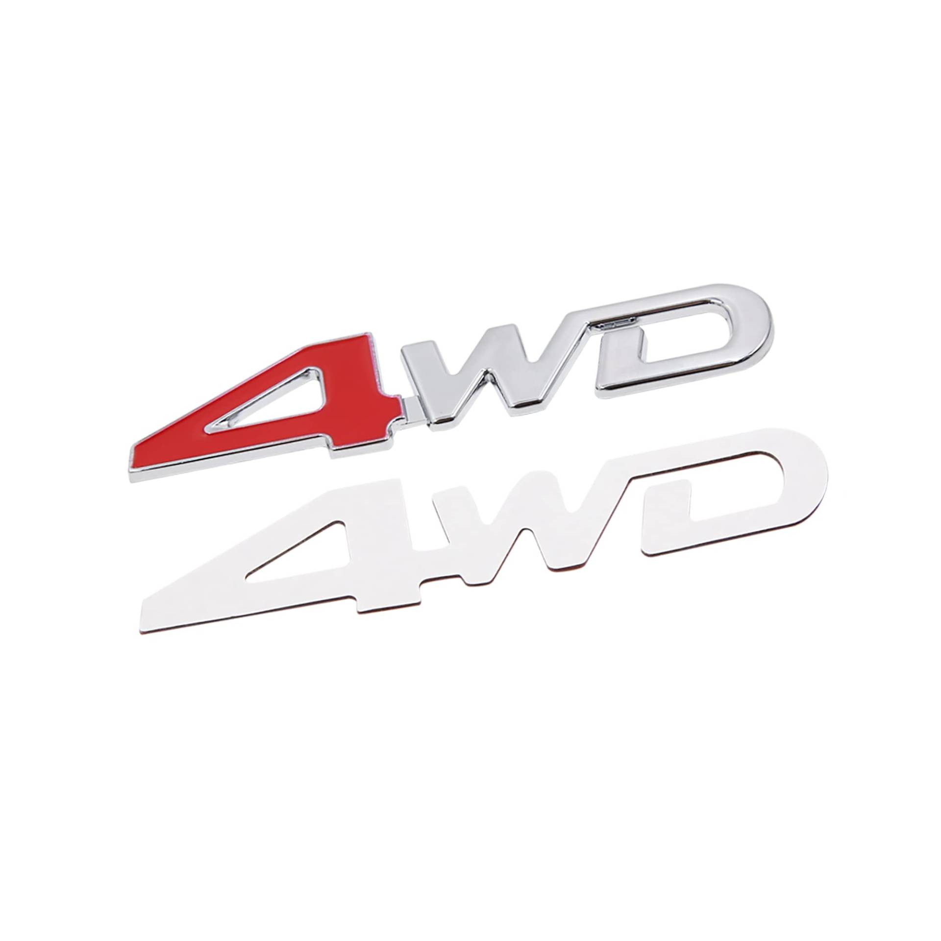 A ABSOPRO Metall 4WD Muster Autokarosserie Emblem Badge Aufkleber Silber Ton Rot von A ABSOPRO