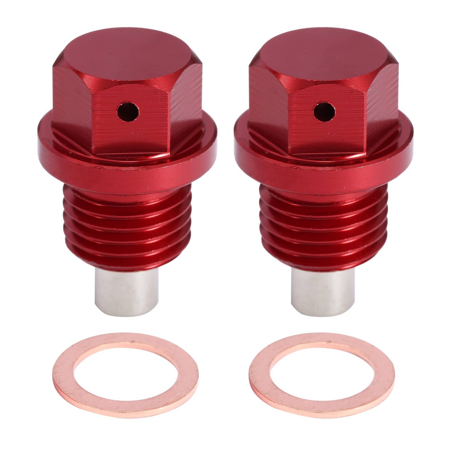A ABSOPRO 2 Satz M14x1,5 Ölablassschraube Magnetische Aluminiumlegierung Ölablassmutter mit 2 Unterlegscheiben für Auto Motorrad Rot A ABSOPRO 2 Satz M14x1,5 Ölablassschraube Magnetische Aluminiumlegierung Ölablassmutter mit 2 Unterlegscheiben für Auto Motorrad Rot von A ABSOPRO