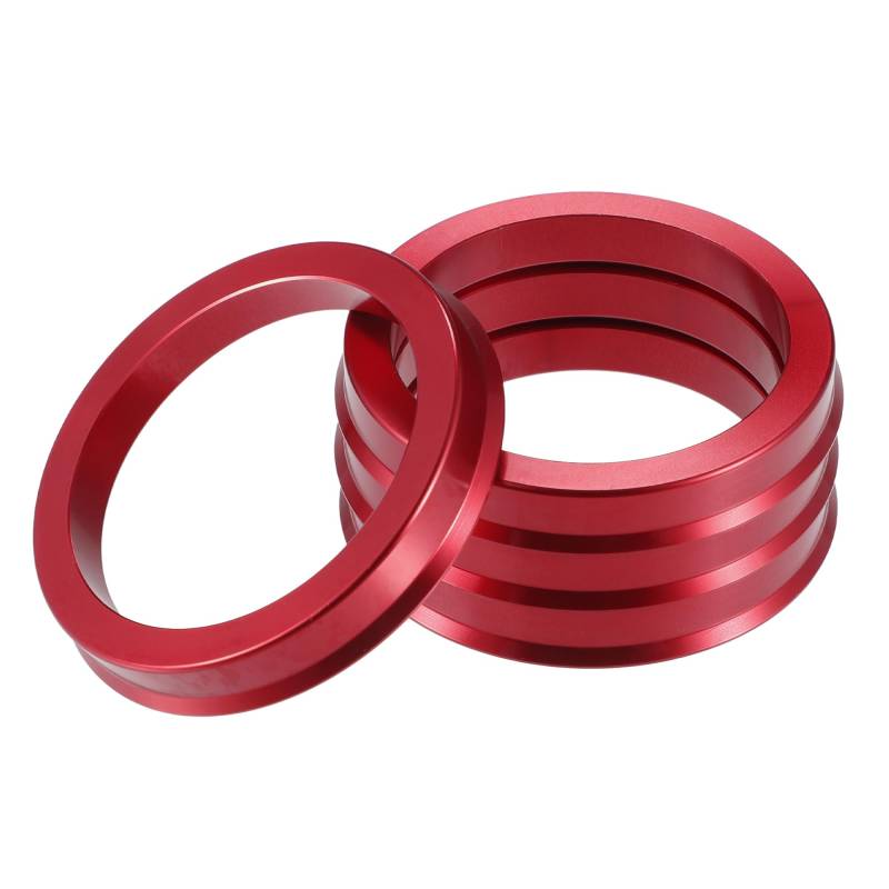 A ABSOPRO Radnaben-Zentrierringe OD 67,1 mm auf ID 54,1 mm Radnaben-Zentrierringe Radsitz-Zentrierungsabstandshalter aus Aluminiumlegierung Rot (Set aus 4 Stück) von A ABSOPRO