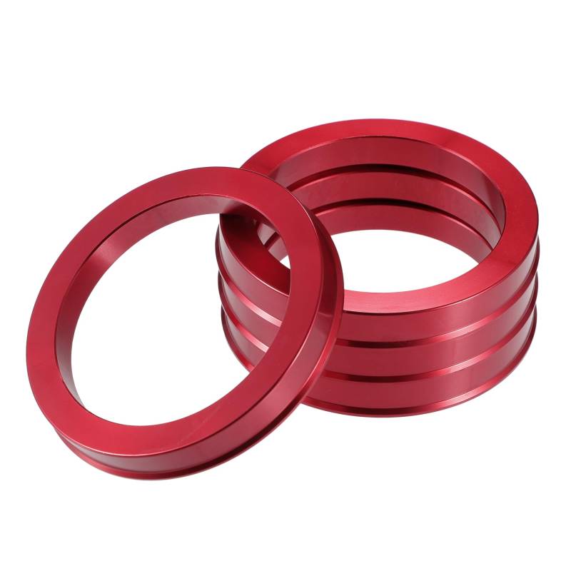 A ABSOPRO Radnaben-Zentrierringe OD 72,6 mm auf ID 57,1 mm Radnaben-Zentrierringe Radsitz-Zentrierungsabstandshalter aus Aluminiumlegierung Rot (Set aus 4 Stück) von A ABSOPRO