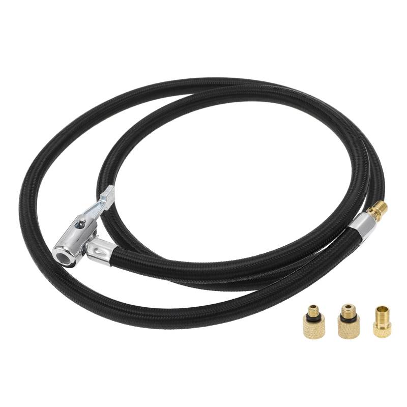 A ABSOPRO Reifenfüller-Verlängerungsrohr Langlebiges 130cm M8x0.8 15,5mm OD Luftkompressor-Verlängerungsschlauchadapter Reifenventil mit Gewindeadapter Nylon Schwarz 1 Set von A ABSOPRO