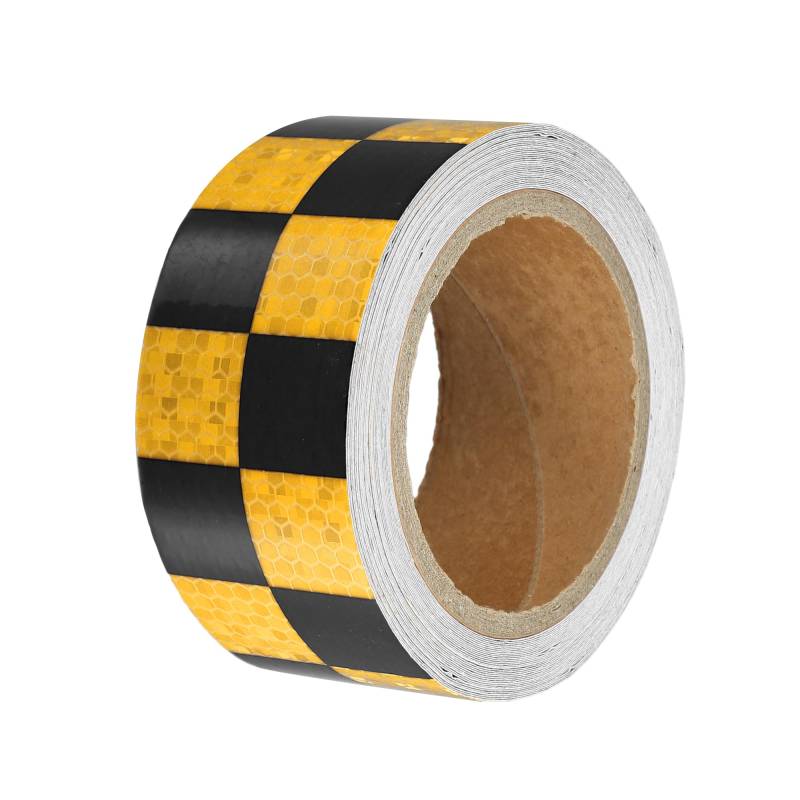 A ABSOPRO Universelle 5cmx10m gelb-schwarze karierte Auto-Reflexstreifen reflektierendes Band Sicherheitswarnung reflektierender Schutz - Packung mit 1 von A ABSOPRO
