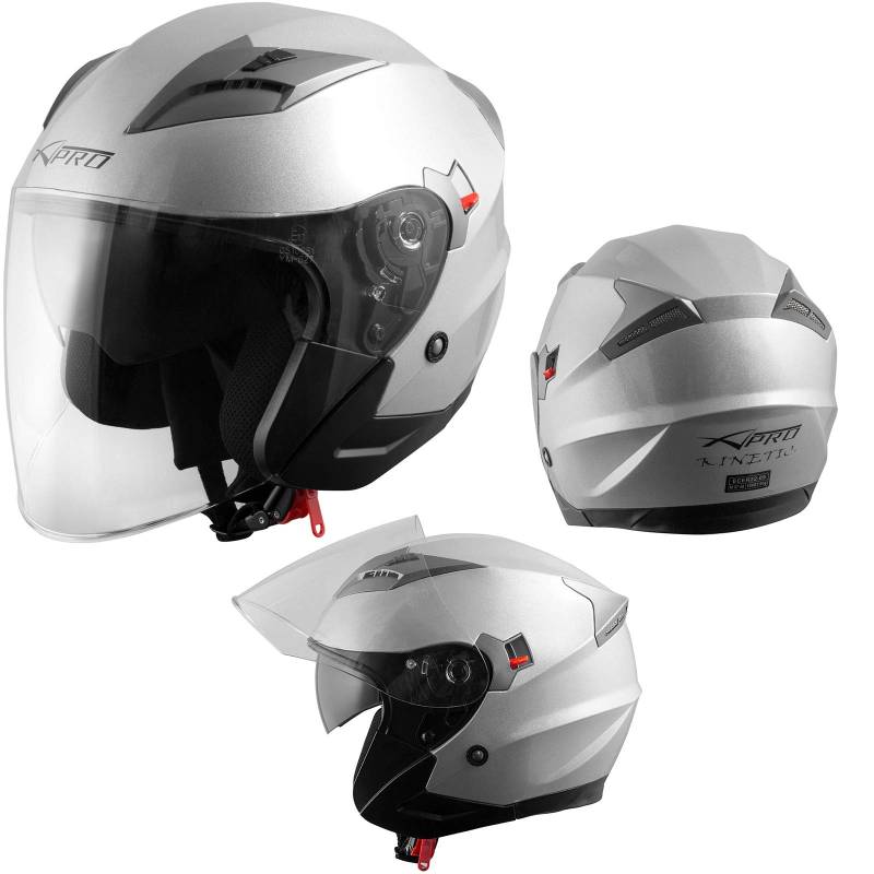 Motorradhelm Helm Sturzhelm Jethelm Roller Innensonnenblende Visier Silber XS von A-PRO SRL