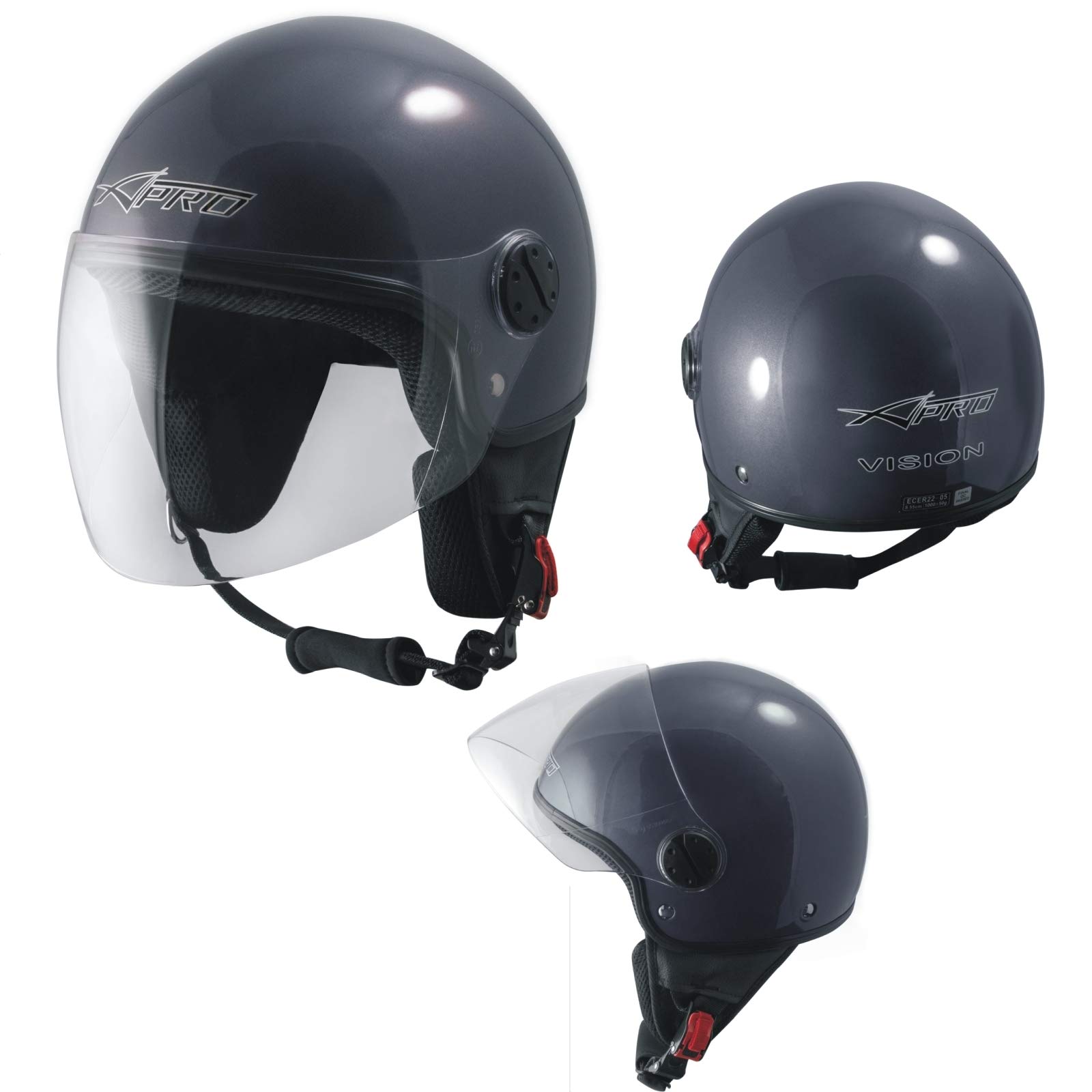 A-PRO SRL Motorradhelm Motorrad Roller Jet Helm Demi Mit Viser Dunkelgrau XS A-PRO SRL Motorradhelm Motorrad Roller Jet Helm Demi Mit Viser Dunkelgrau XS von A-PRO SRL