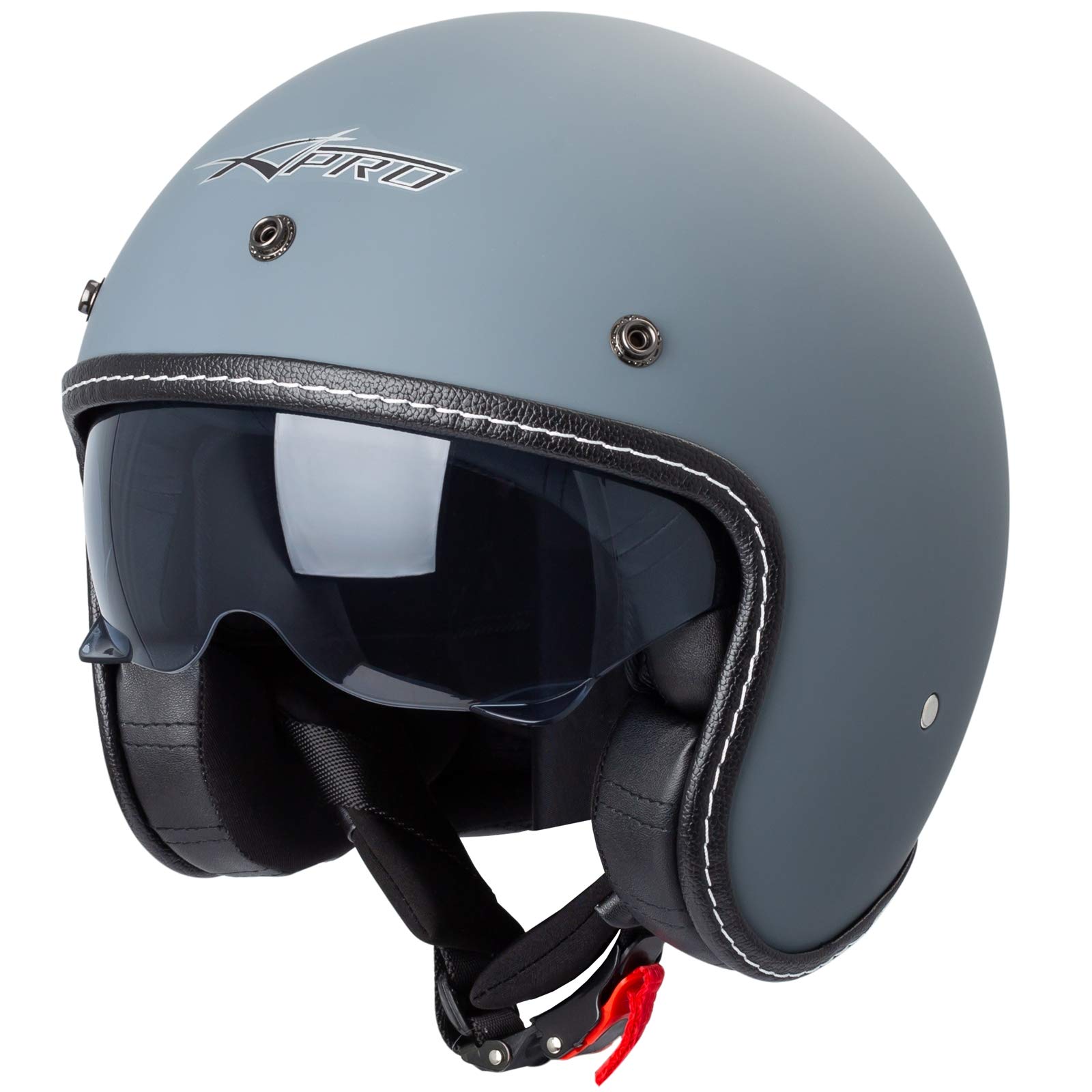 Motorrad Jet Helm Cafe Racer ECE 22-06 Sonnenblende Scooter Matt Grau XXL Motorrad Jet Helm Cafe Racer ECE 22-06 Sonnenblende Scooter Matt Grau XXL von A-PRO SRL
