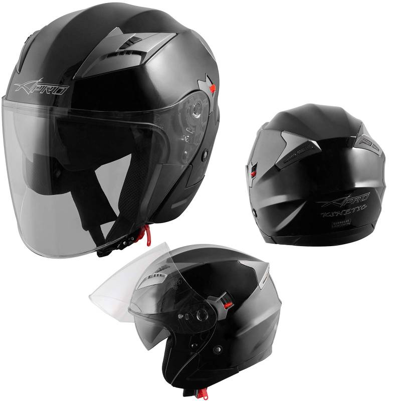 Motorradhelm Helm Sturzhelm Jethelm Roller Innensonnenblende Visier Schwarz XS von A-PRO SRL