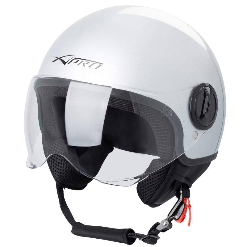 Motorradhelm Motorrad Roller Jet Helm Demi Avio Viser Homologiert SonicMoto Silber XS von A-PRO SRL