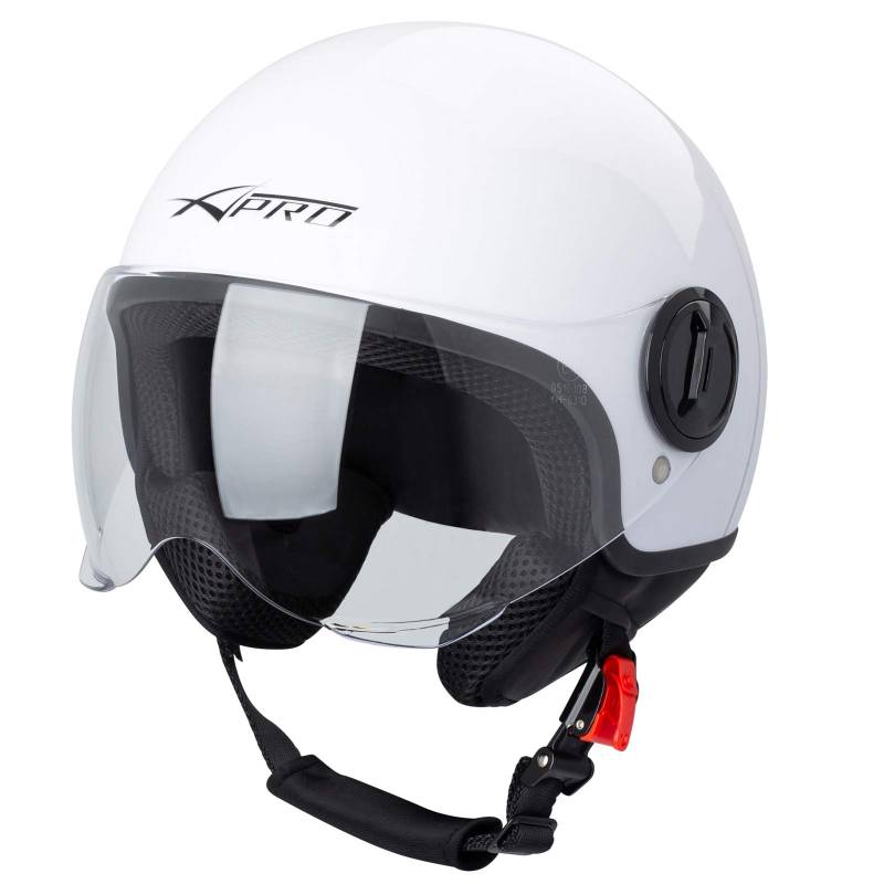 A-PRO SRL Motorradhelm Motorrad Roller Jet Helm Demi Avio Viser Homologiert SonicMoto Weiß S von A-PRO SRL