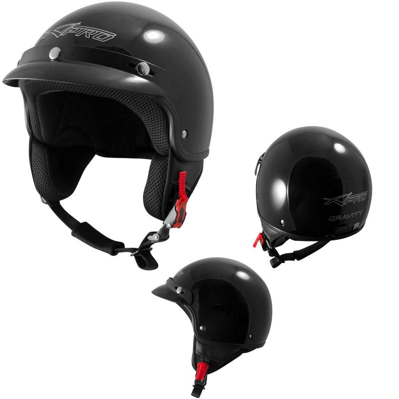 Motorradhelm Motorrad Roller Offenes Jet Helm Spitze ECE 22-06 SonicMoto Schwarz M von A-PRO SRL
