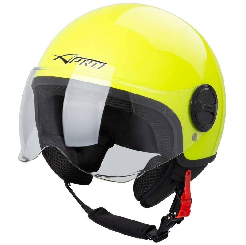 A-PRO SRL Motorradhelm Motorrad Roller Jet Helm Demi Avio Viser Homologiert SonicMoto Fluo XL von A-PRO SRL