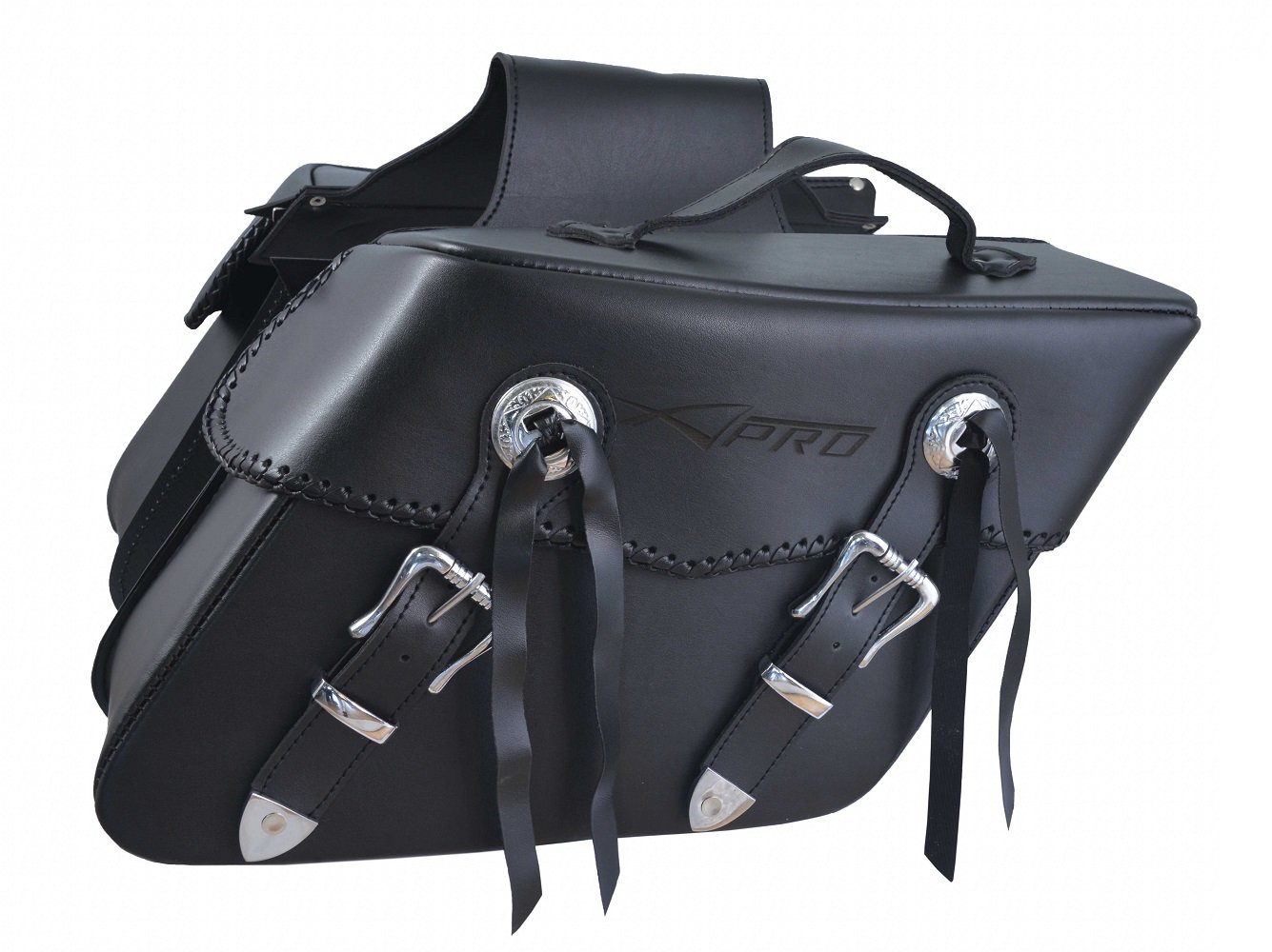 A-Pro Fringed Panniers Bag Pair Saddle Bag Luggage Custom Chopper Travel Bag Black von A-Pro