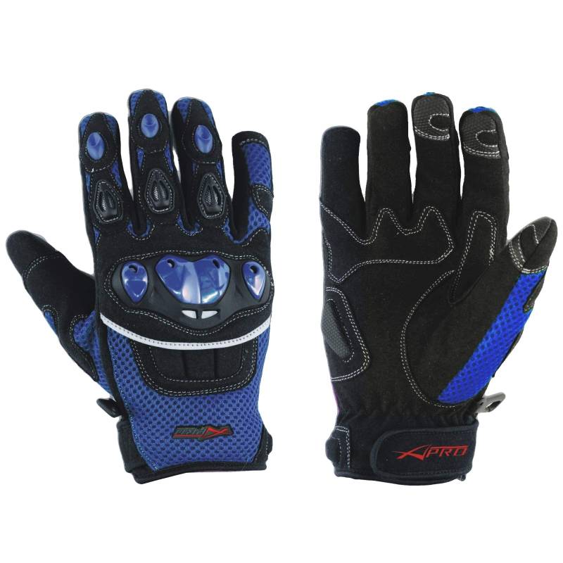 A-Pro Handschuhe Textil Motorrad Knoechel Schutz Sommer Racing Cross Quad Blau XXL von A-Pro