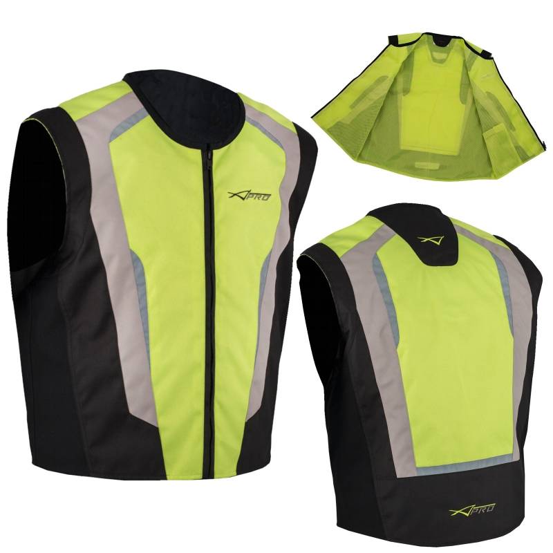 Helle Sicherheitsweste Hi Vis Weste Motorrad Roller Reflektirend Sichtbarkeit 2X von A-Pro