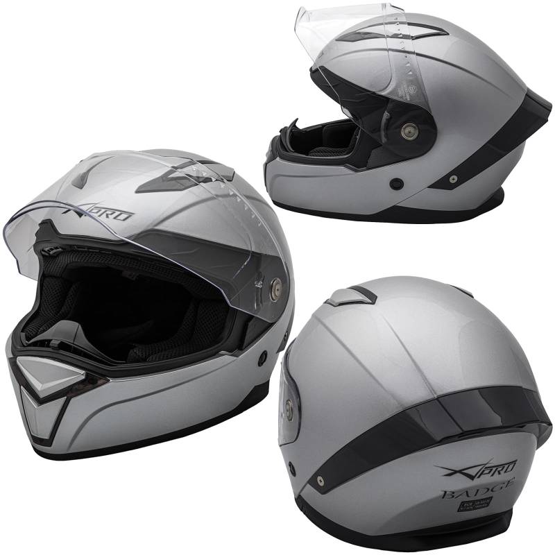 Integralhelm Motorradhelm Rollerhelm Anti-Kratz-Visier Helm Silber L von A-Pro