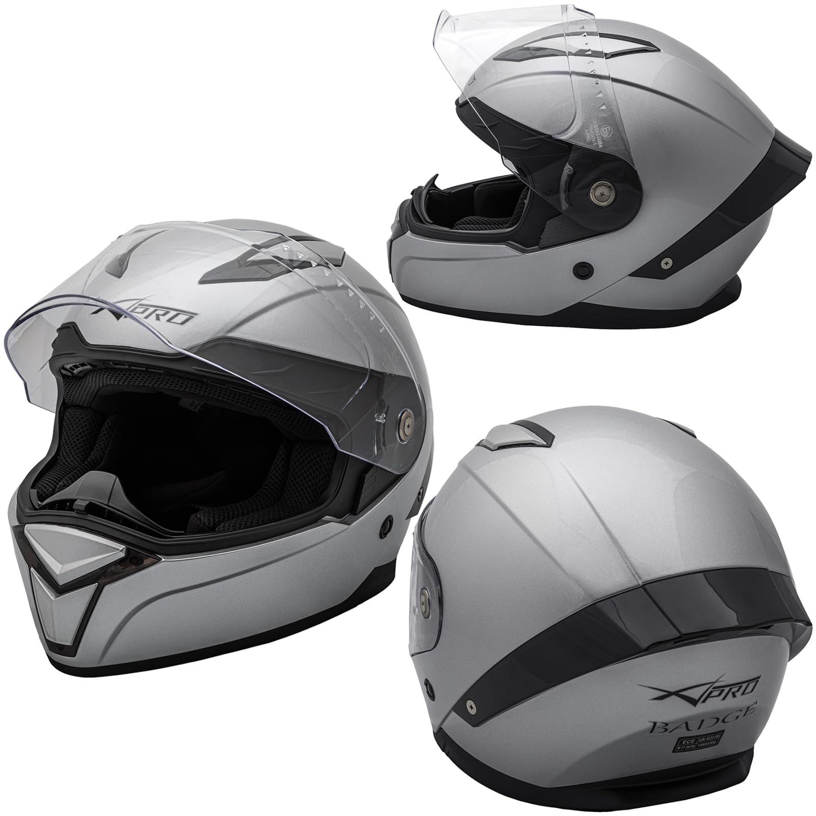 A-Pro Integralhelm Motorradhelm Rollerhelm Anti-Kratz-Visier Helm Silber XS von A-Pro