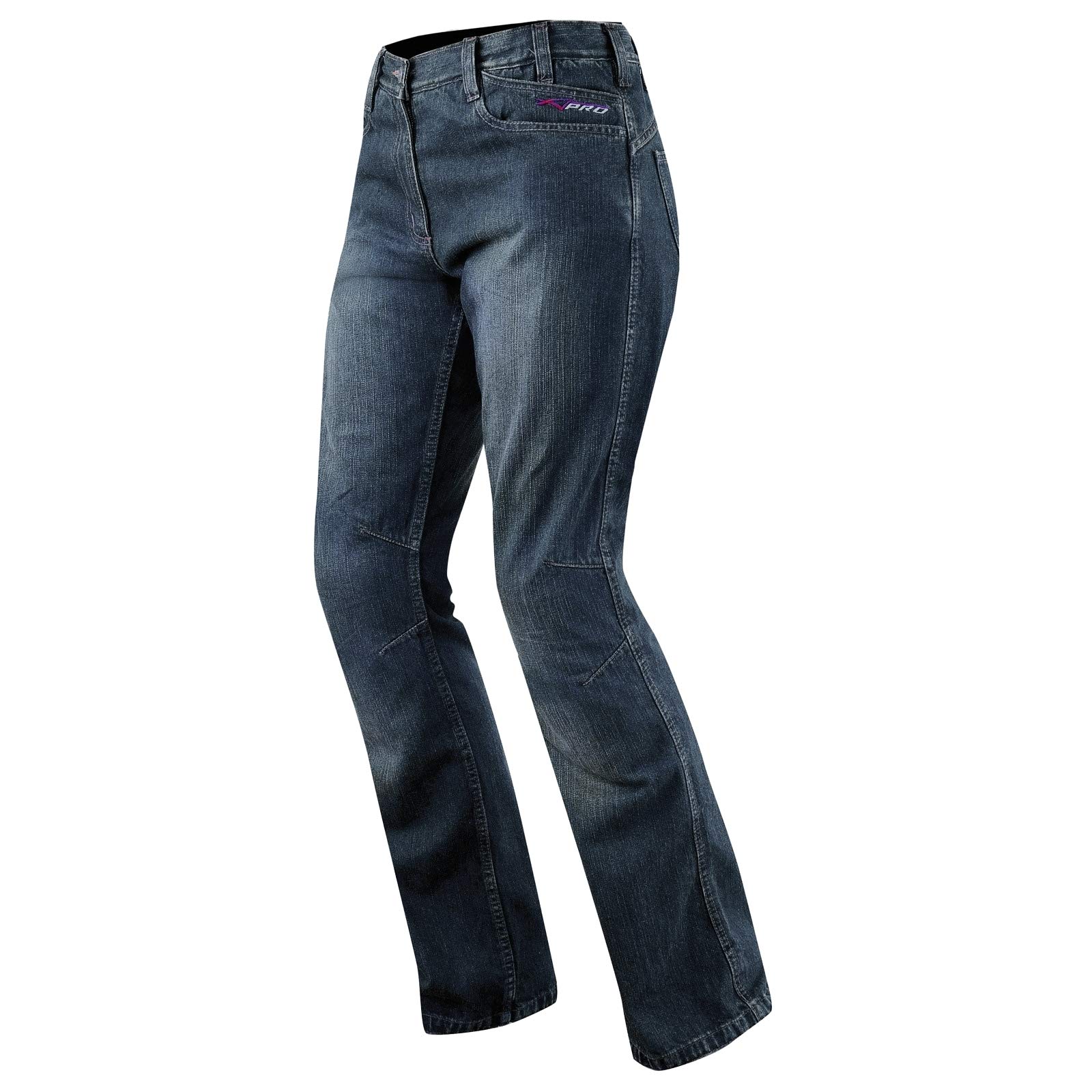 A-Pro Jeans Damen Denim CE Knie Protektoren Motorrad Biker Pants Hose Blau 26 von A-Pro