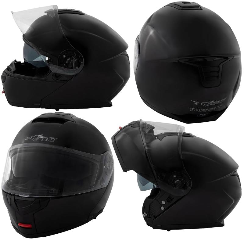 Klapphelm Helm Motorradhelm Innensonnenblende Modular Schwarz XXL von A-Pro