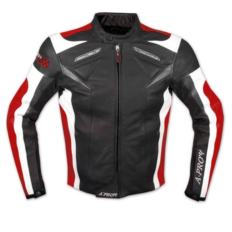 A-Pro Leder Jacke Motorrad Race Sport Rindsleder CE Protektoren Thermofutter Rot XL von A-Pro