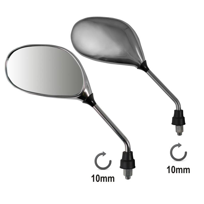 A-Pro Mirrors Rearview Scooter Motorcycle Moped Motorbike Chrome M10 von A-Pro